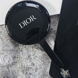 Dior Handheld Mirror With Quilted Design And Dior Charm